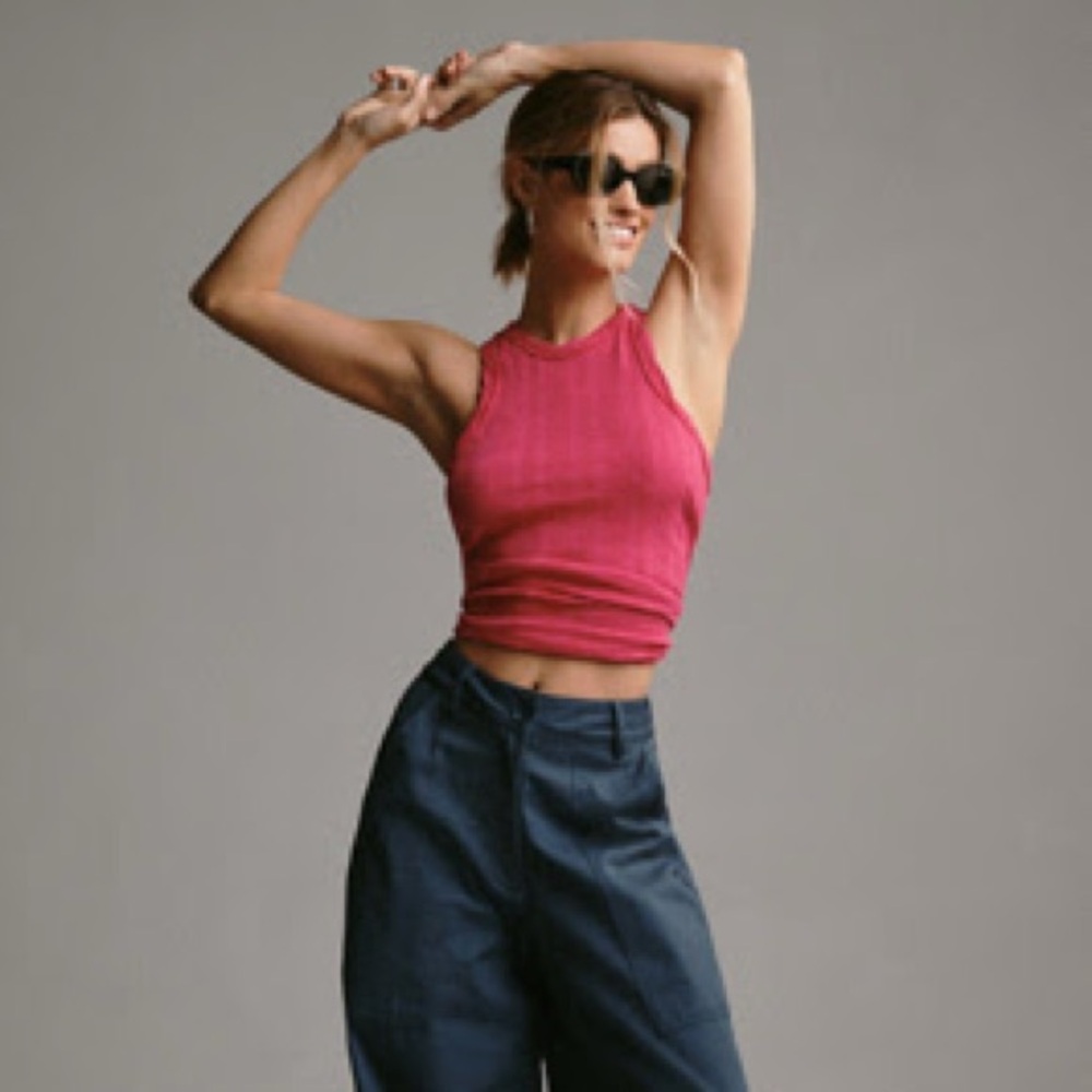 SALE NWT Pilcro hot pink ribbed tank from Anthropologie XL